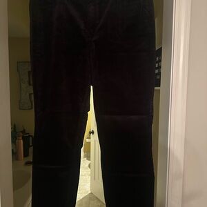 LOFT Black Velvet Pants Full-Length Slim Fit